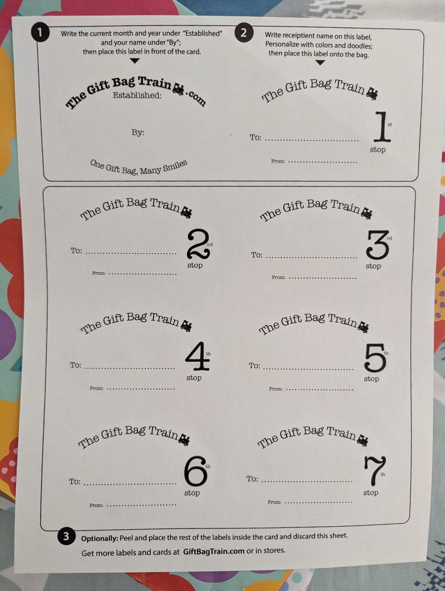 The Gift Bag Train Card + Labels